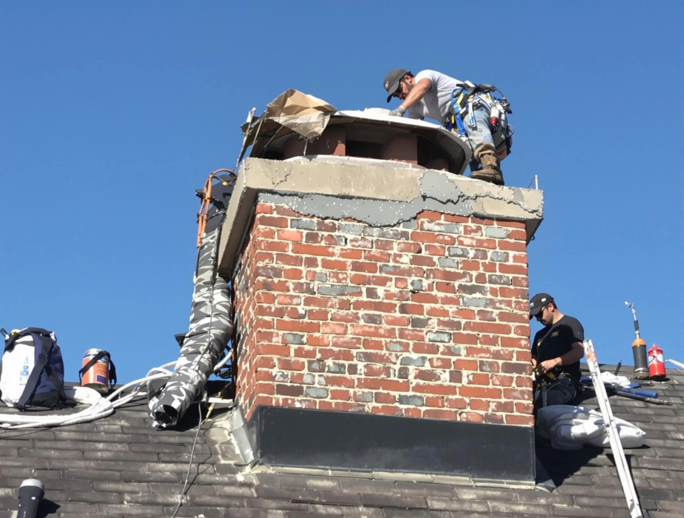 Clay Chimney Sweep installing a custom chimney crown in Clay, AL