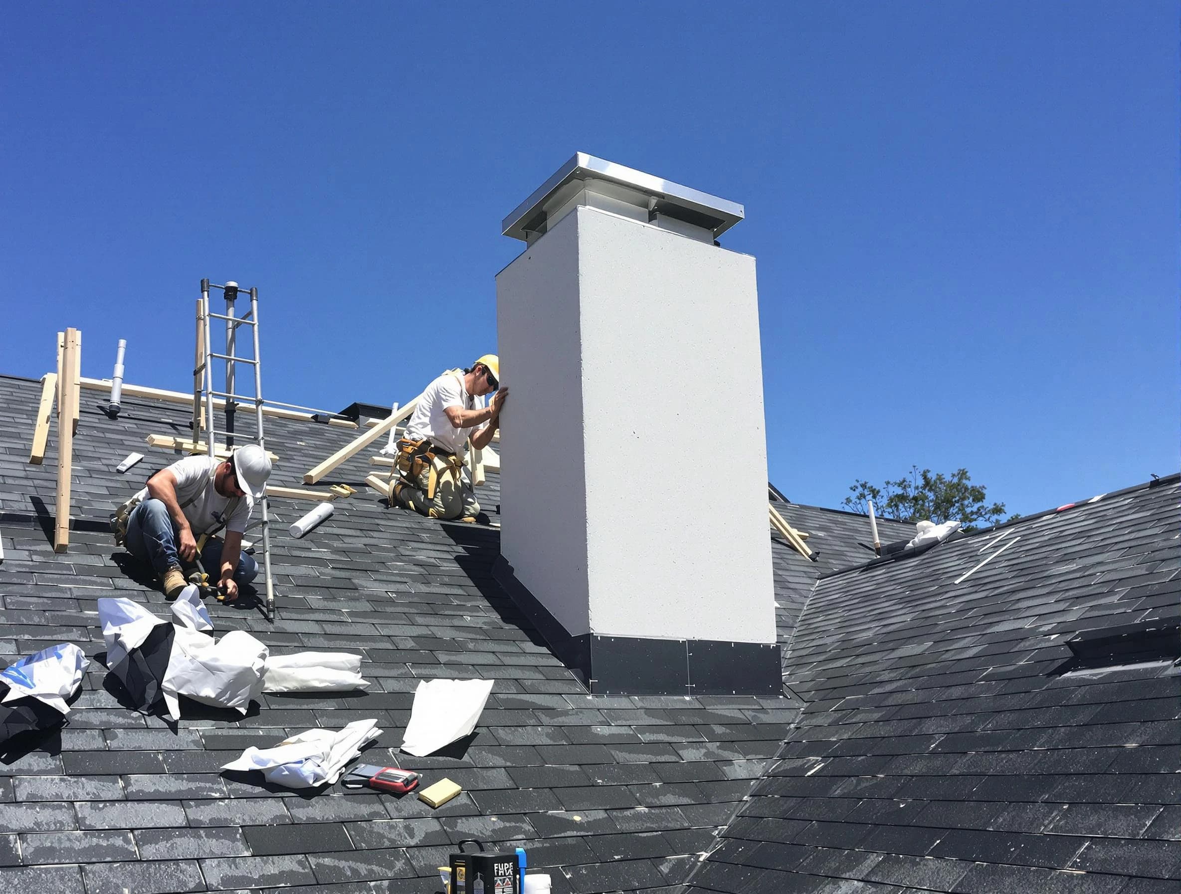 Clay Chimney Sweep crew installing a new chimney in Clay, AL