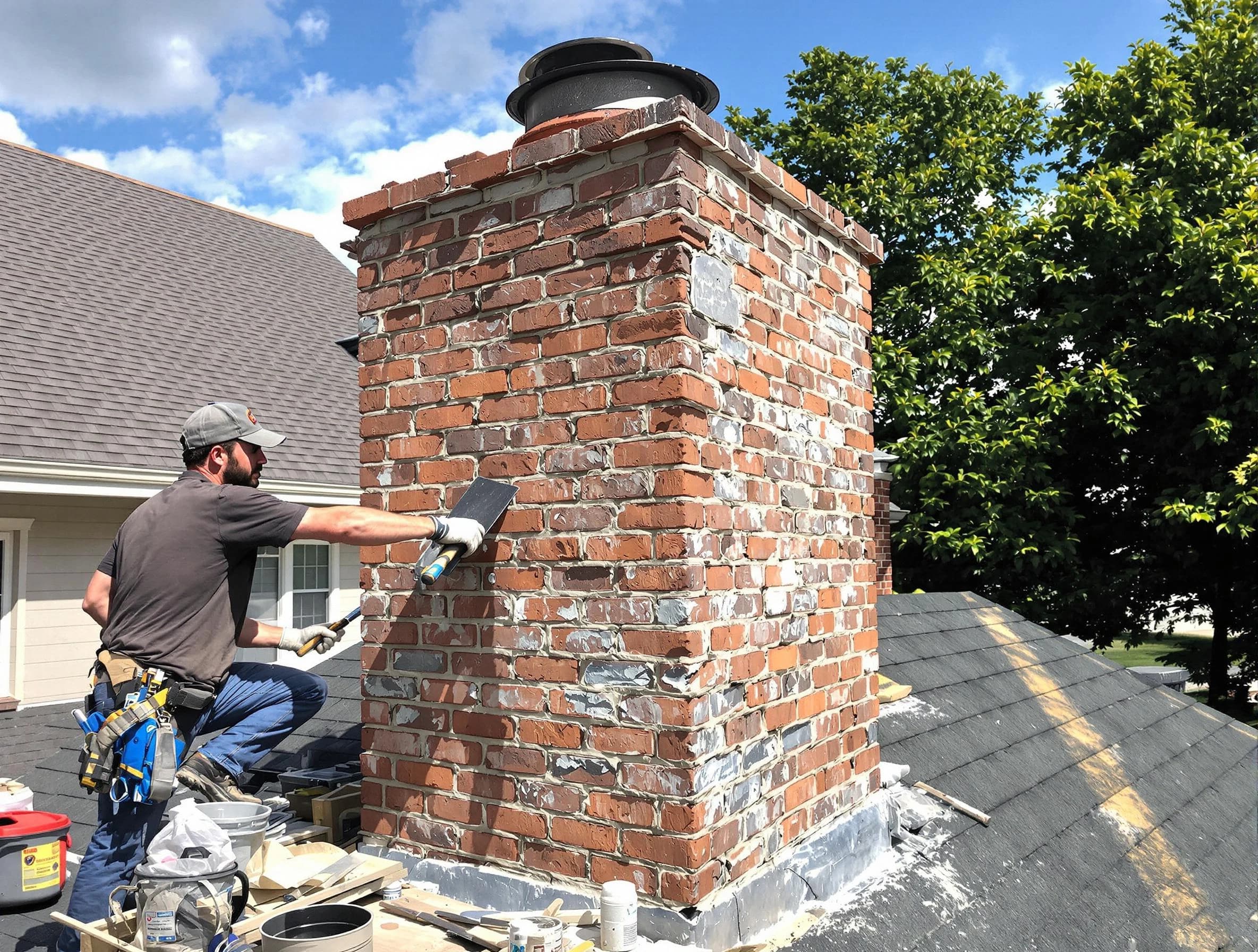 Completed chimney rebuild by Clay Chimney Sweep in Clay, AL