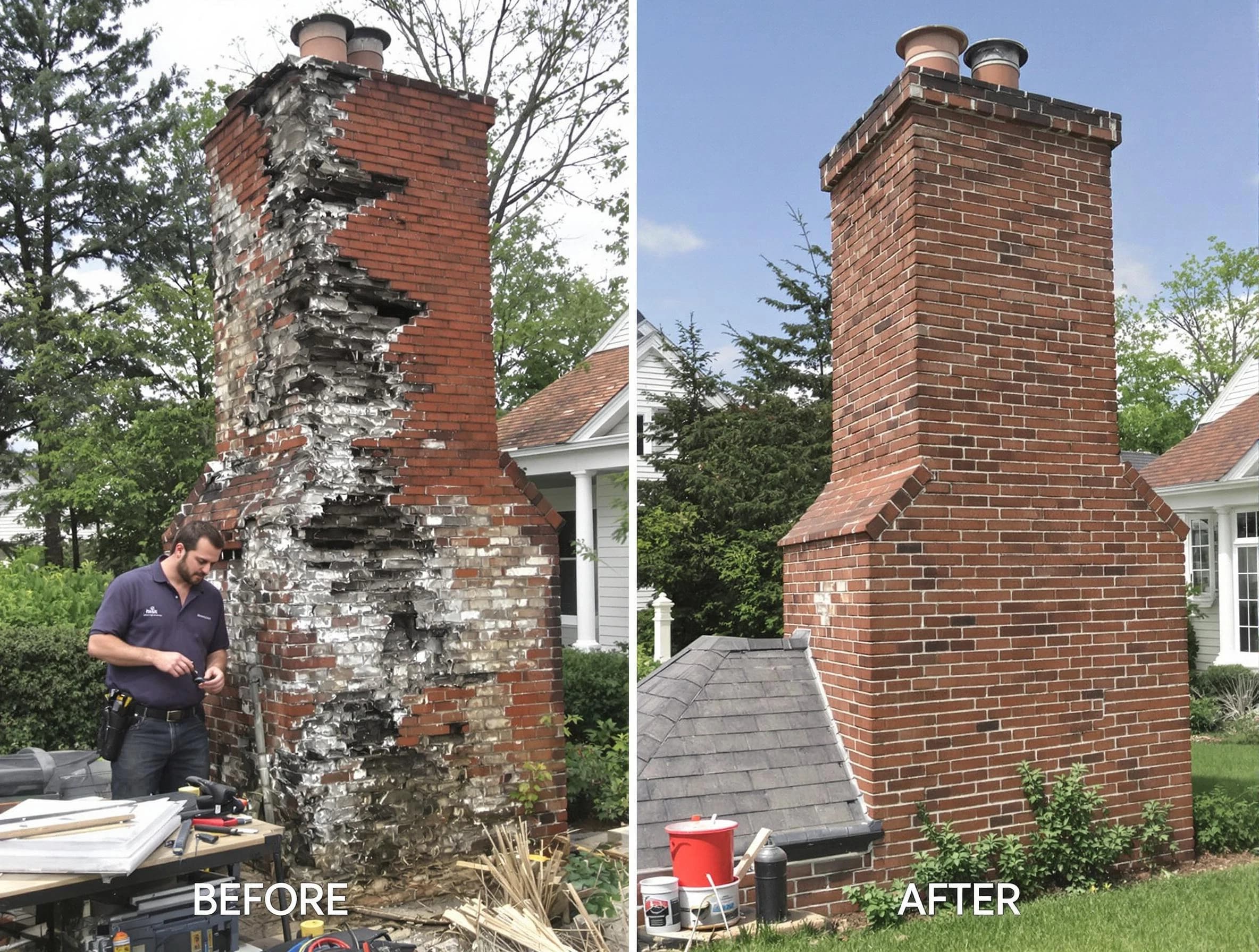 Clay Chimney Sweep performing a full chimney restoration in Clay, AL