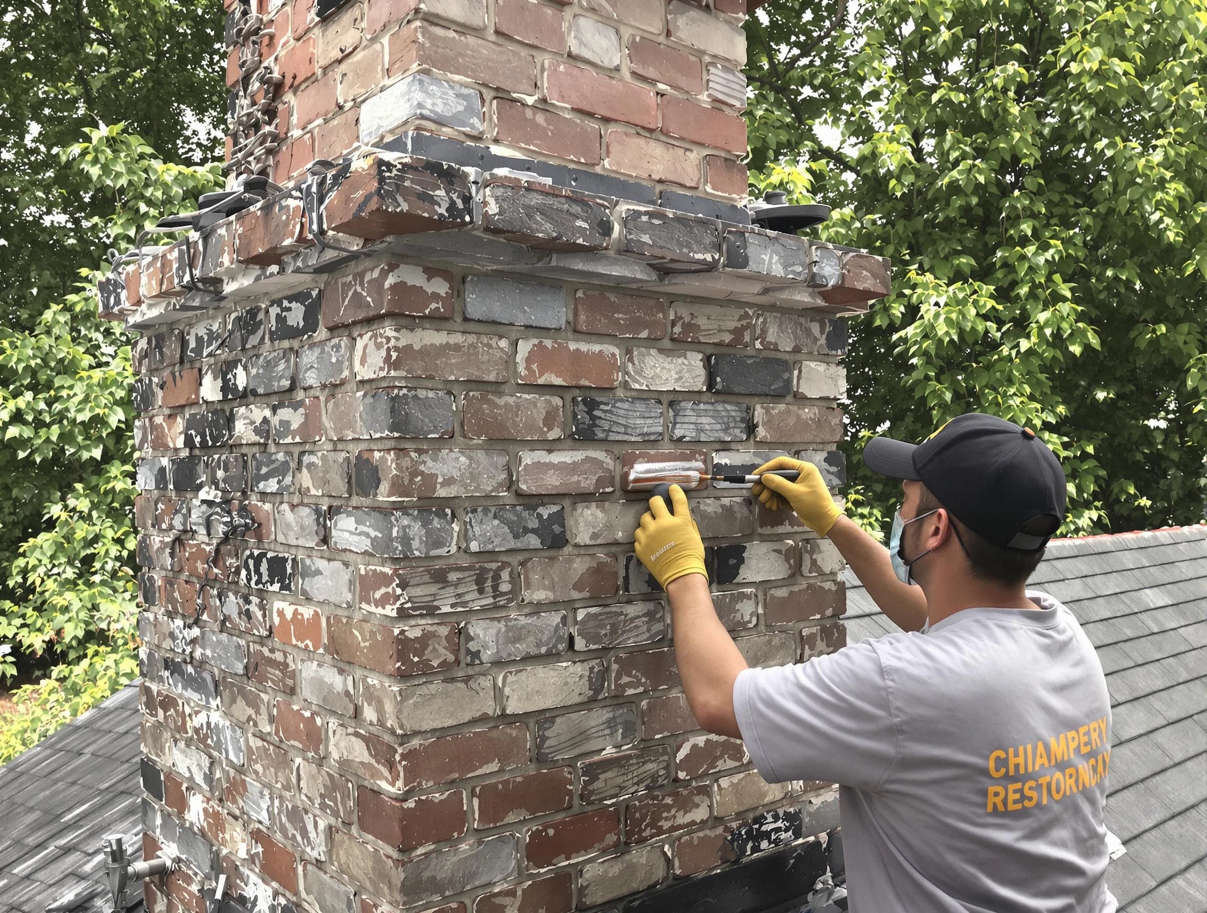 In-progress chimney restoration by Clay Chimney Sweep in Clay, AL