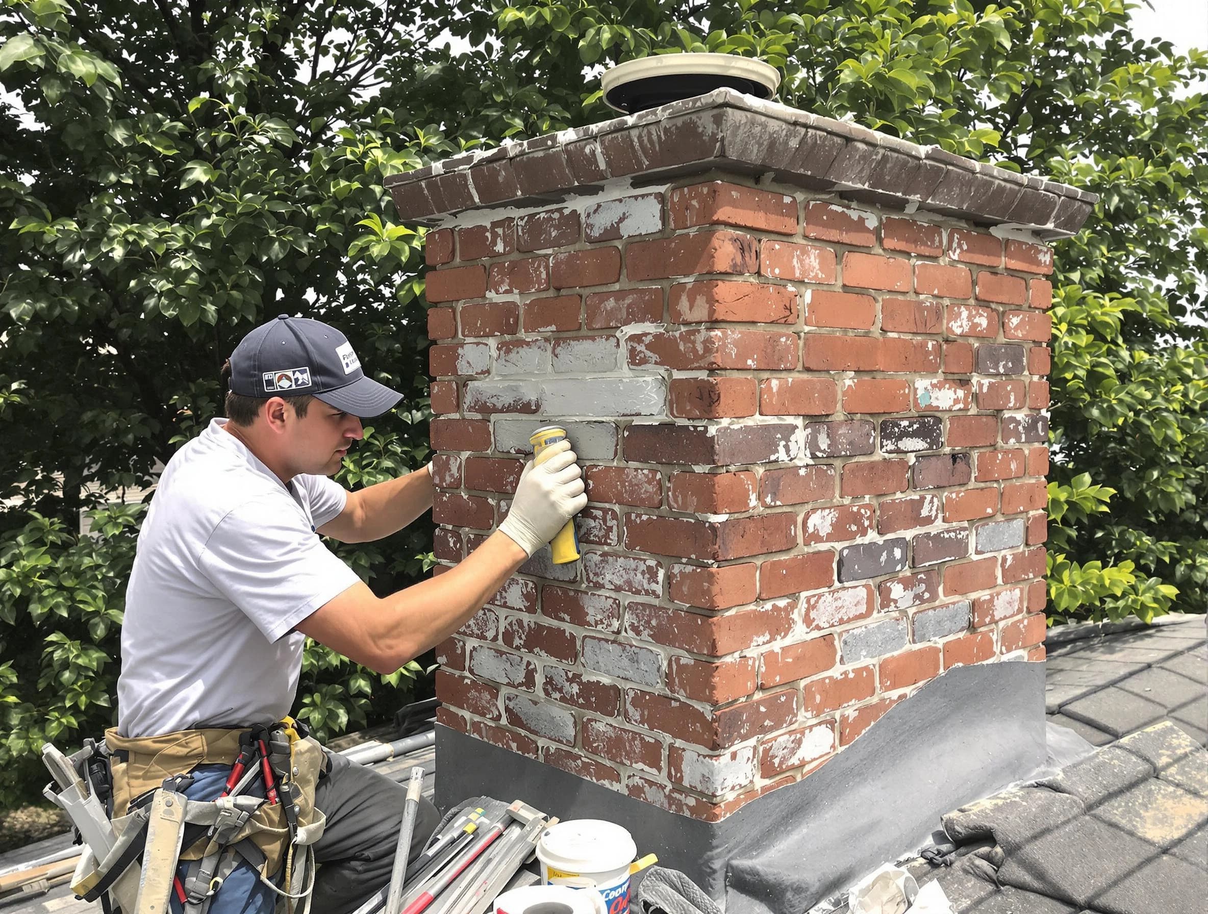 Clay Chimney Sweep restoring an aging chimney in Clay, AL