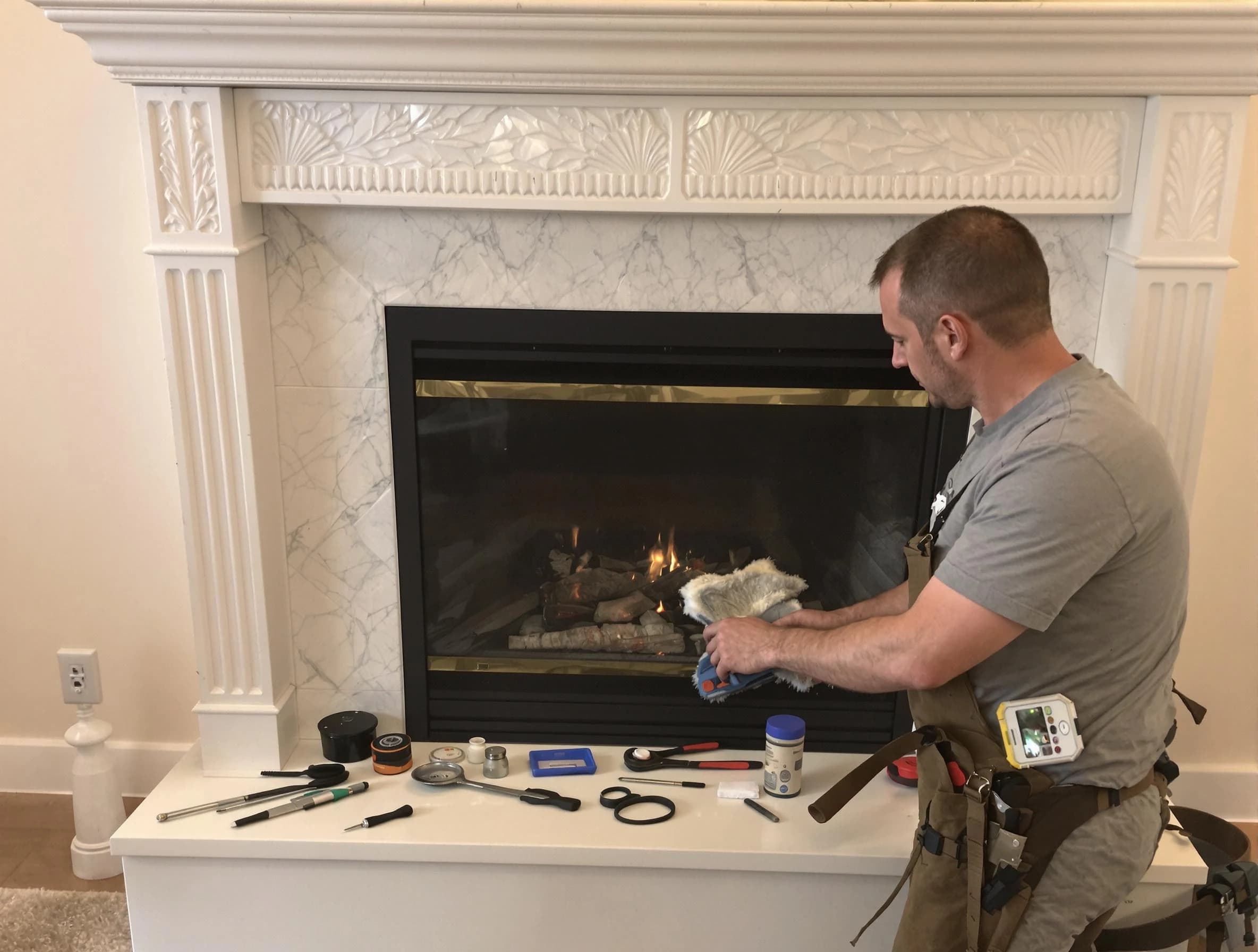 Clay Chimney Sweep performing fireplace maintenance in Clay, AL