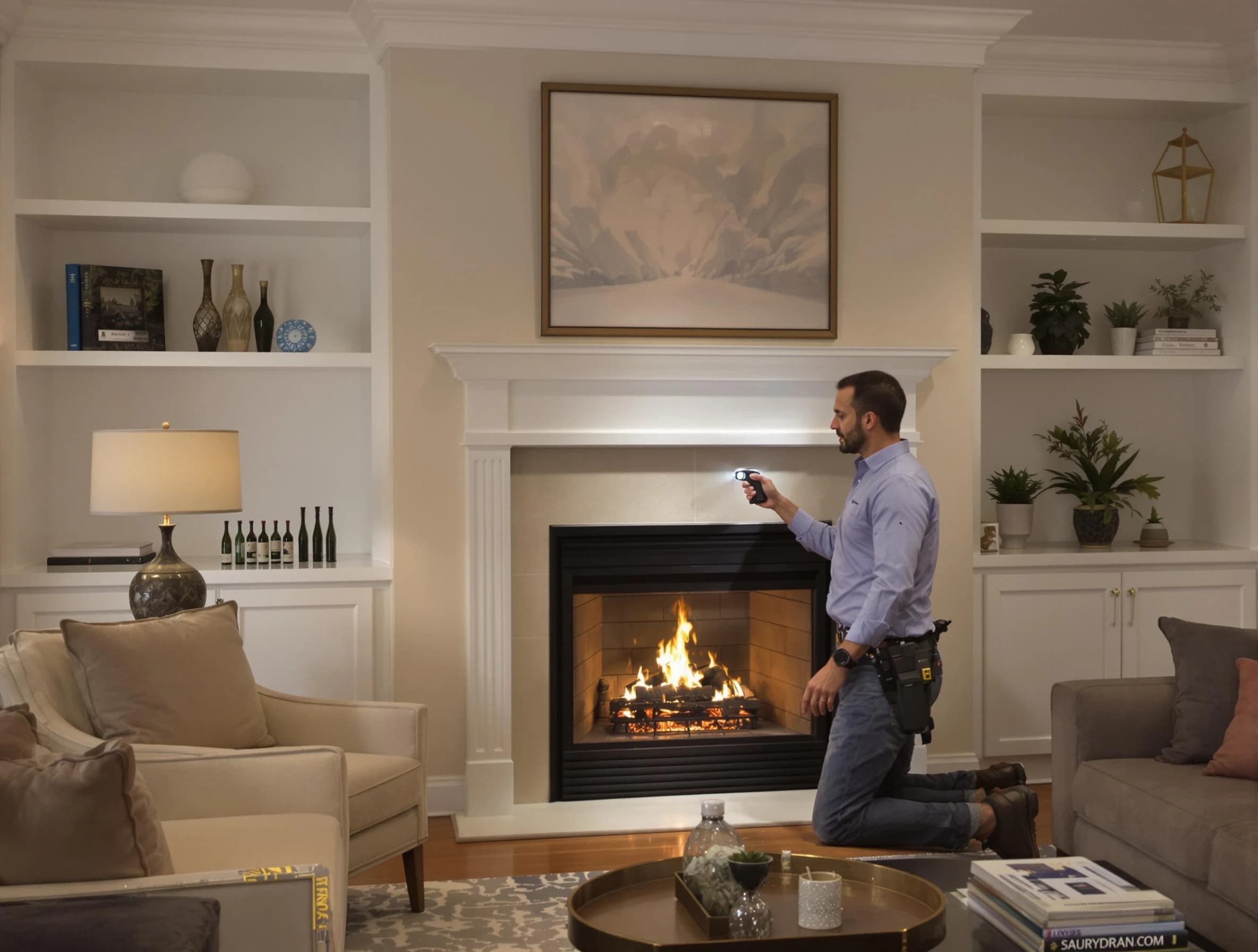 Clay Chimney Sweep conducting a fireplace safety inspection in Clay, AL