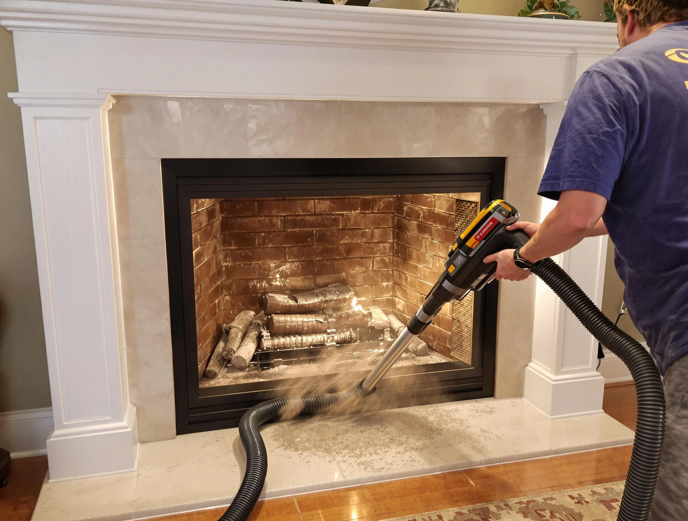Fireplace cleaning performed by Clay Chimney Sweep in Clay, AL
